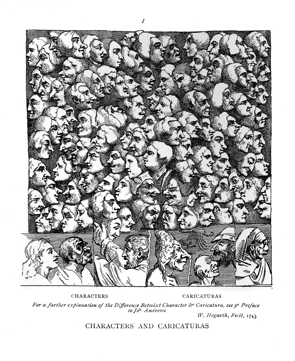 Postavy a karikatury, 1743 od William Hogarth