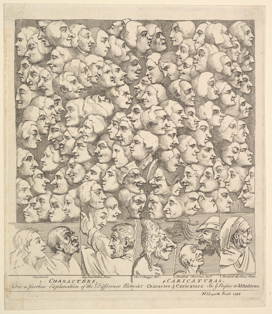Postavy a karikatury, duben 1743. od William Hogarth