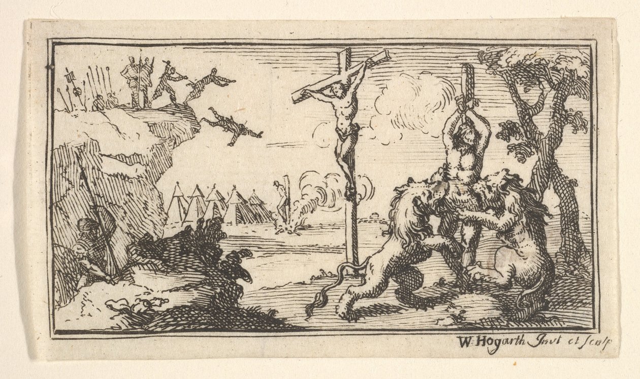 Ukřižování atd. Jan Bobr, Římské vojenské tresty, 1725, po 1725. od William Hogarth