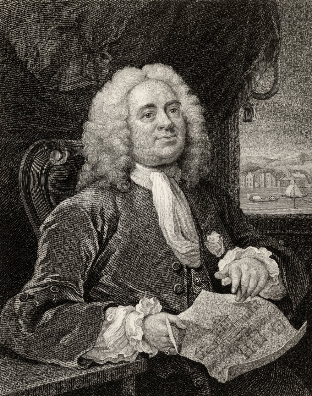 Daniel Lock, vyrytý Benjaminem Hollem (1808-84) z „Díla Williama Hogartha“, vydaného v roce 1833 od William Hogarth