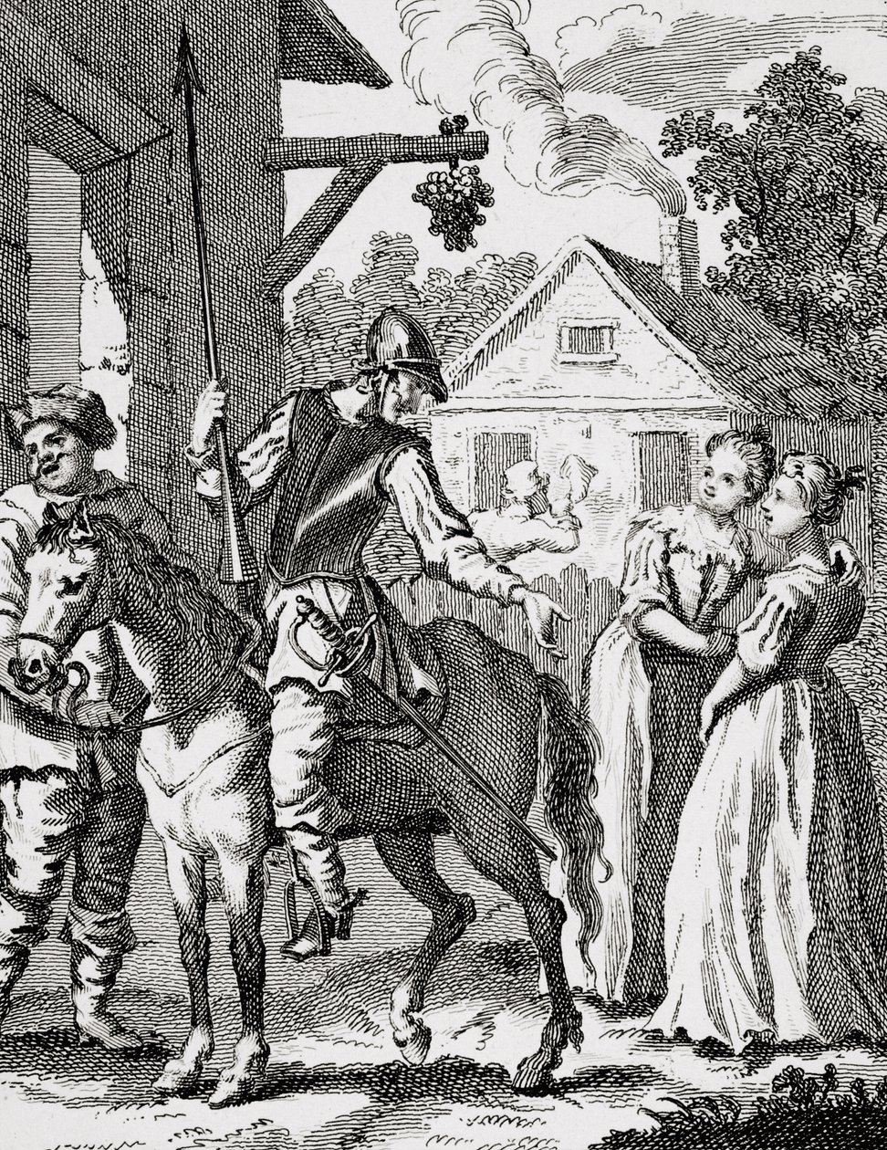 Don Quijote a Sancho Panza v hostinci, publikoval 1798 od William Hogarth