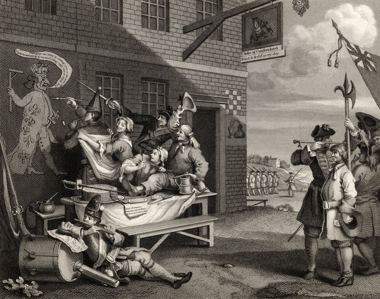 Anglie, vyrytý Thomasem Phillibrownem, z „Díla Williama Hogartha“, vydaného v roce 1833 od William Hogarth