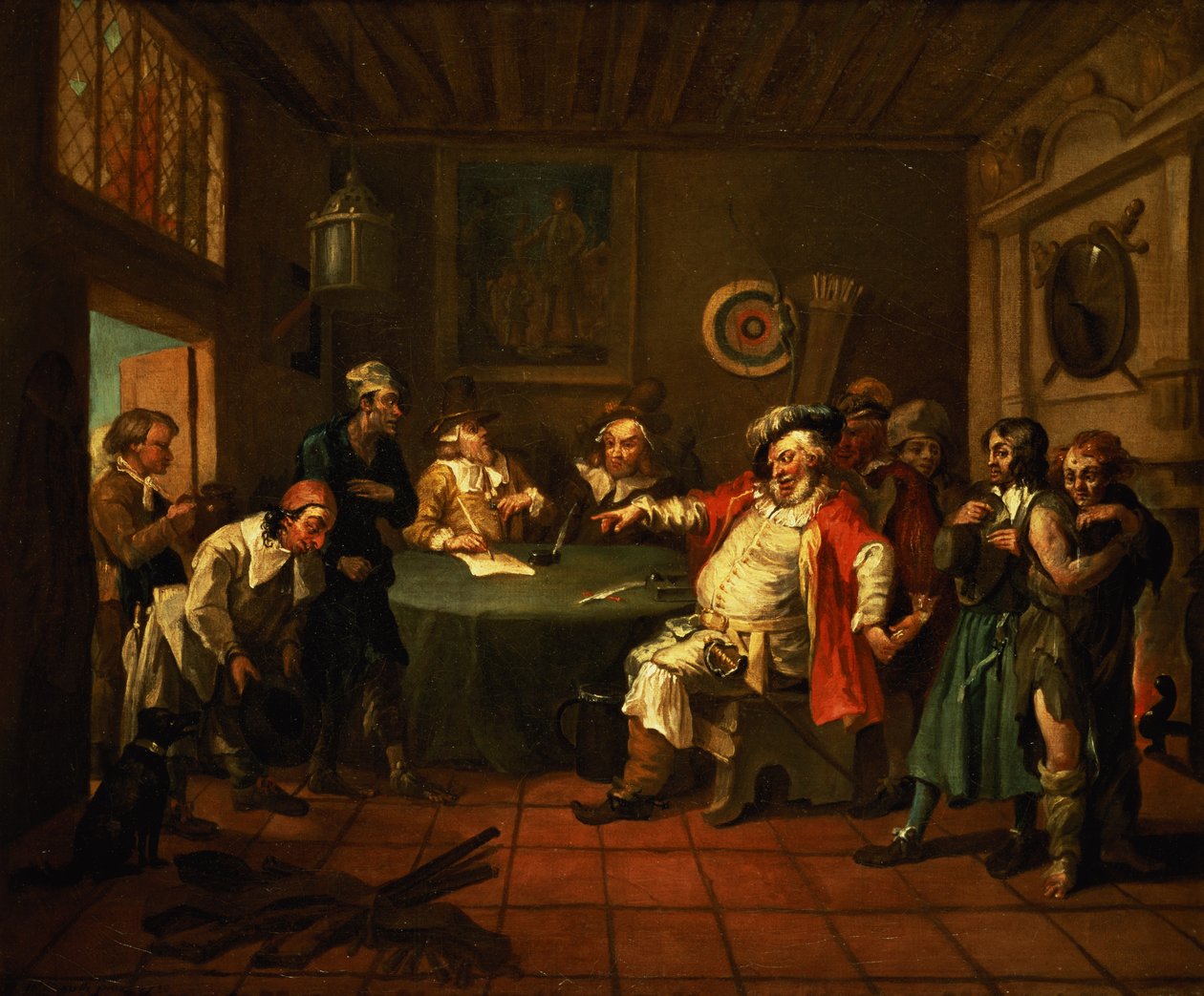 Falstaff zkoumá jeho rekruty z Jindřicha IV od Shakespeara, 1730 od William Hogarth
