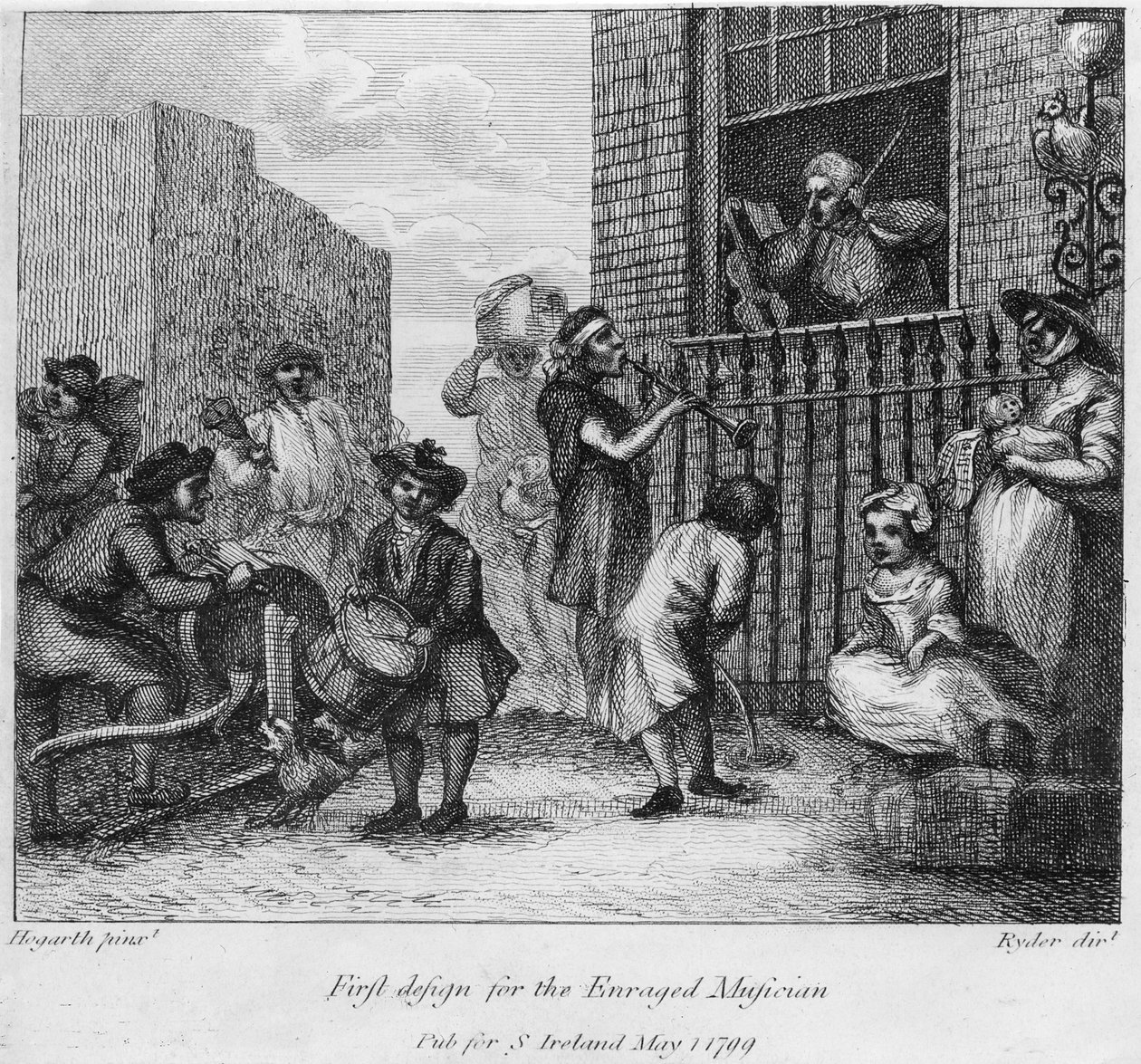 První návrh pro The Enraged Musician, 1799 od William Hogarth