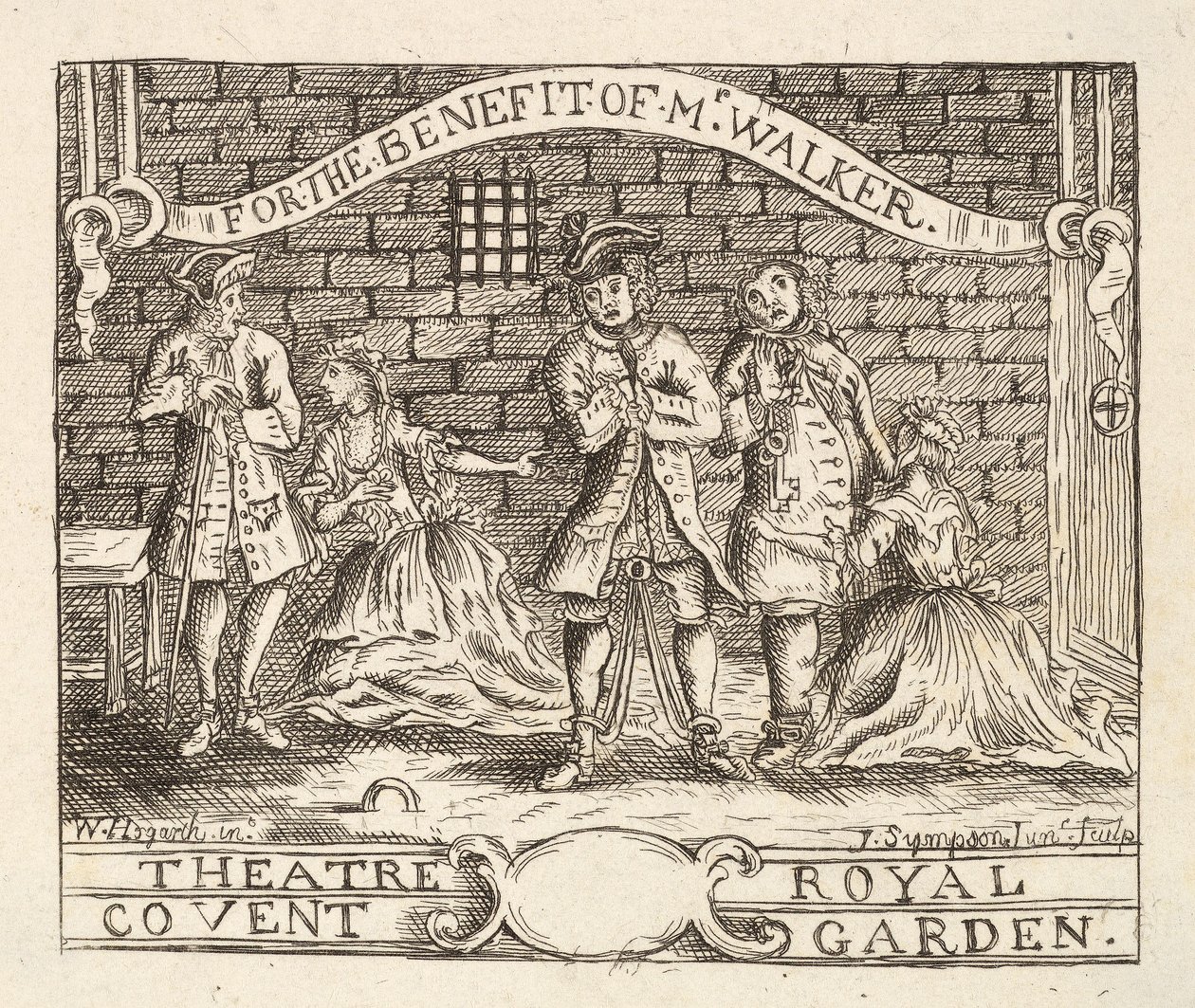 Ve prospěch pana Walkera, Theatre Royal, Covent Garden, hospoda. 1822 od William Hogarth
