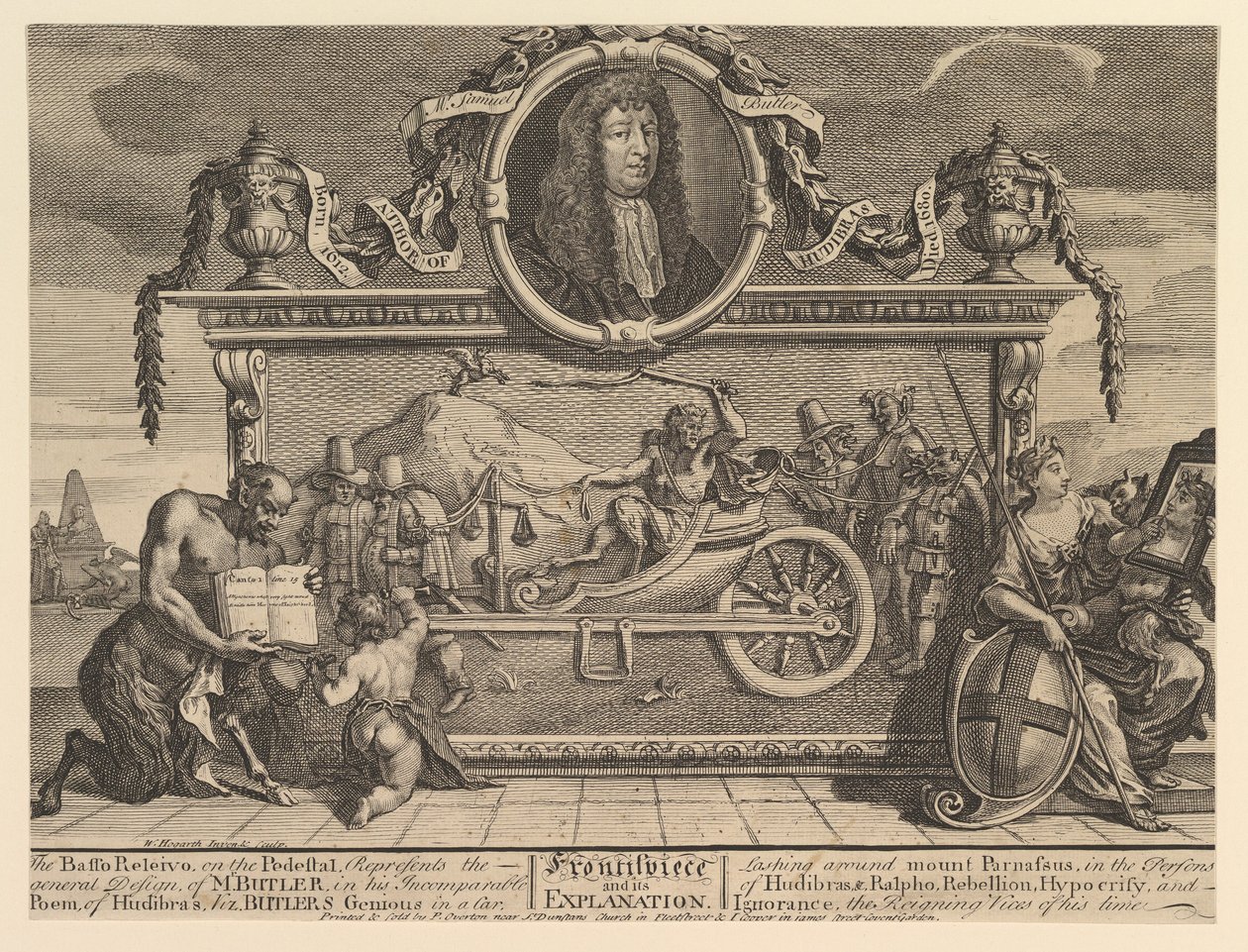 Frontispis a jeho vysvětlení: Dvanáct velkých ilustrací pro Samuela Butlera..., únor 1725-26. od William Hogarth
