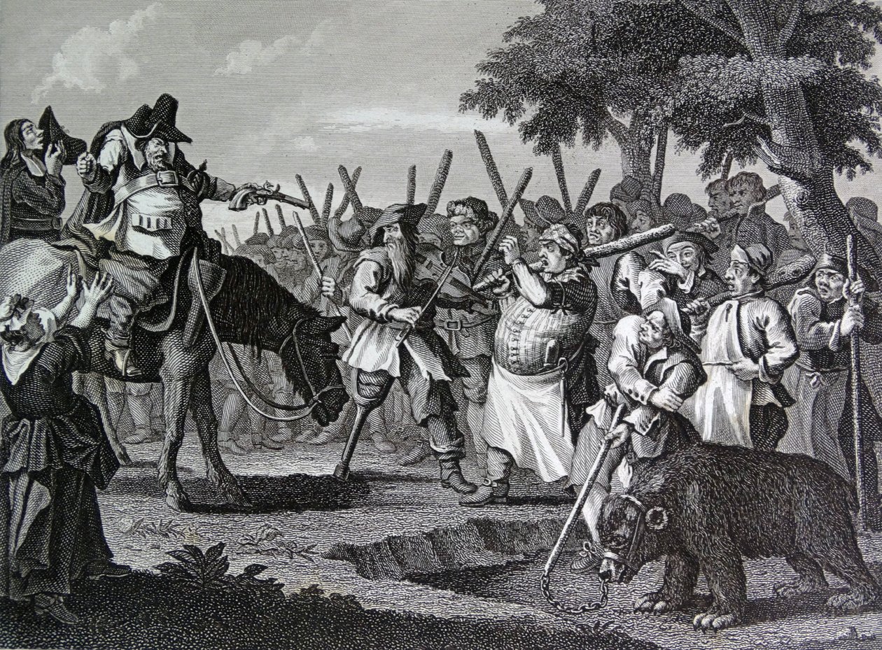 Frontispis ke skladbě „Hudibras“ Samuela Butlera od William Hogarth