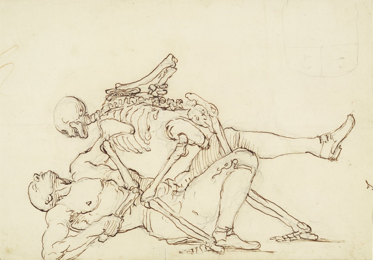 Epitaf George Taylora, kolem roku 1750 (pero a inkoust přes grafit na papíře) od William Hogarth
