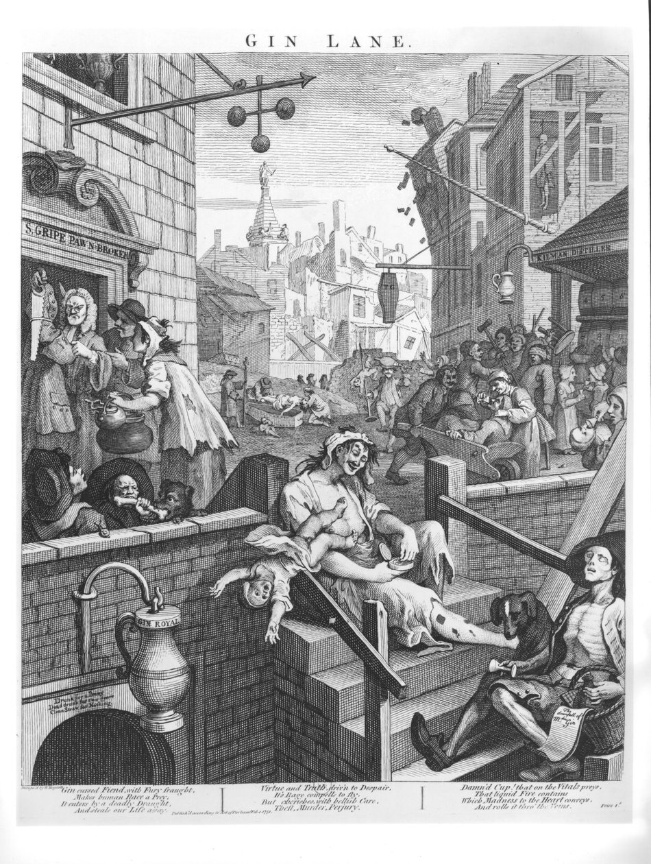 Gin Lane, 1751 od William Hogarth