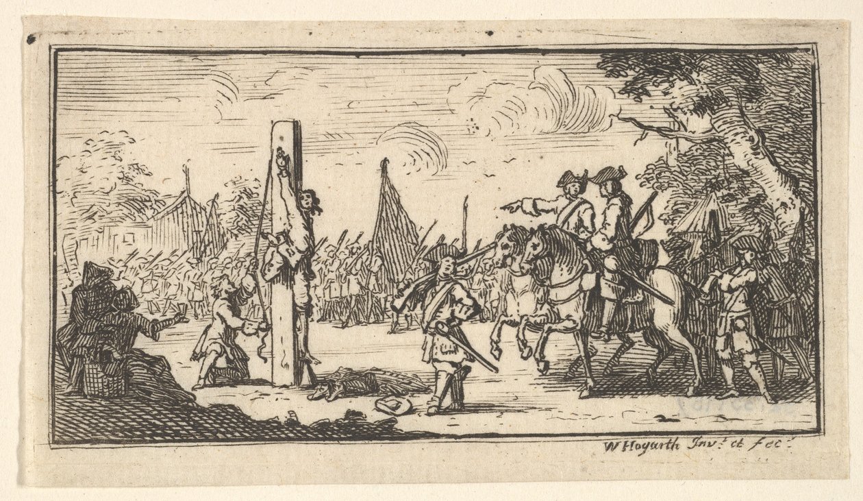 Visící za palec Moderní vojenské tresty, po roce 1725. od William Hogarth