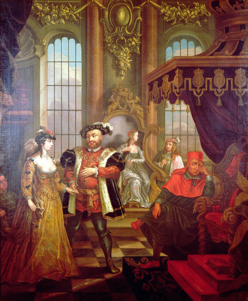 Jindřich VIII. (1491-1547) představující Annu Boleynovou u dvora (viz také 67103) od William Hogarth