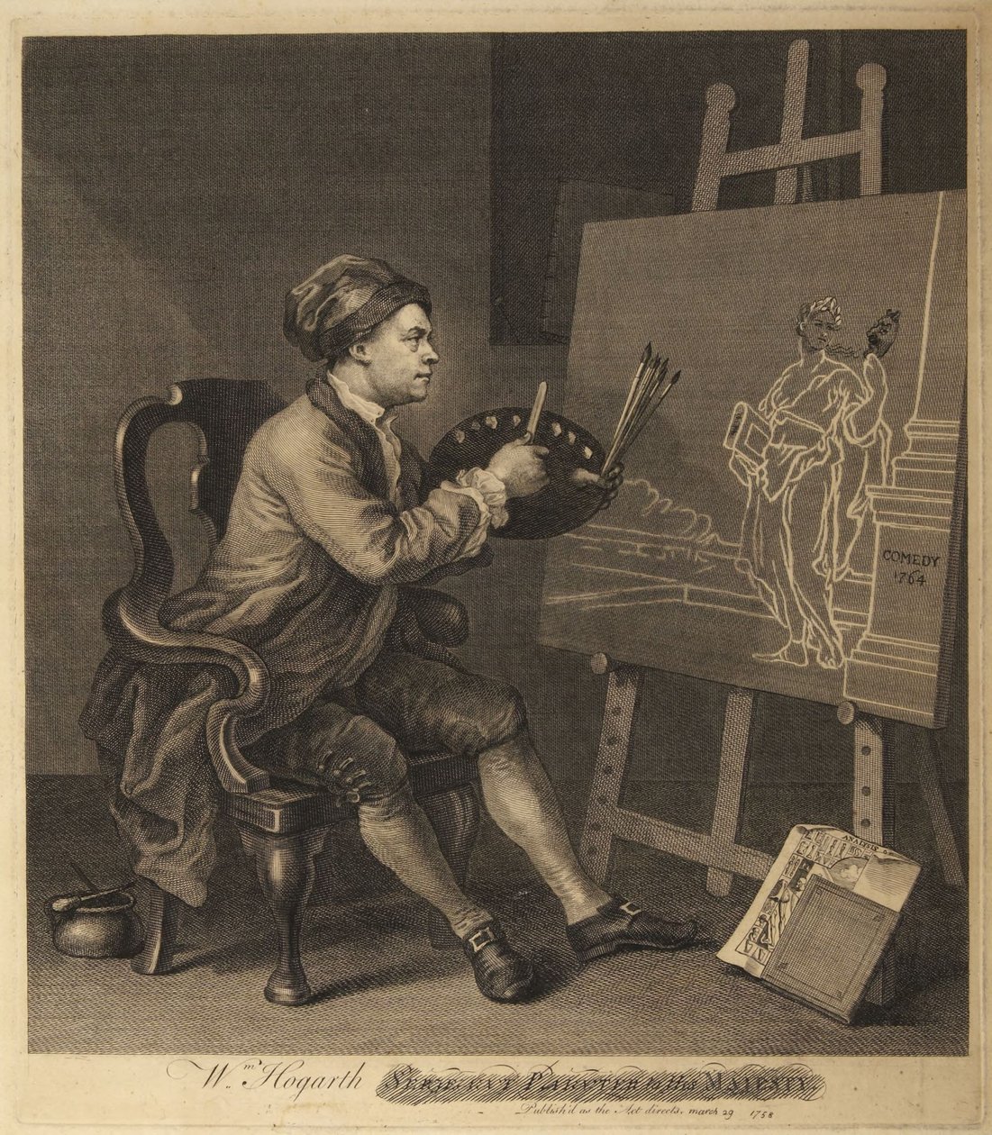 Hogarth maluje Múzu komedie od William Hogarth