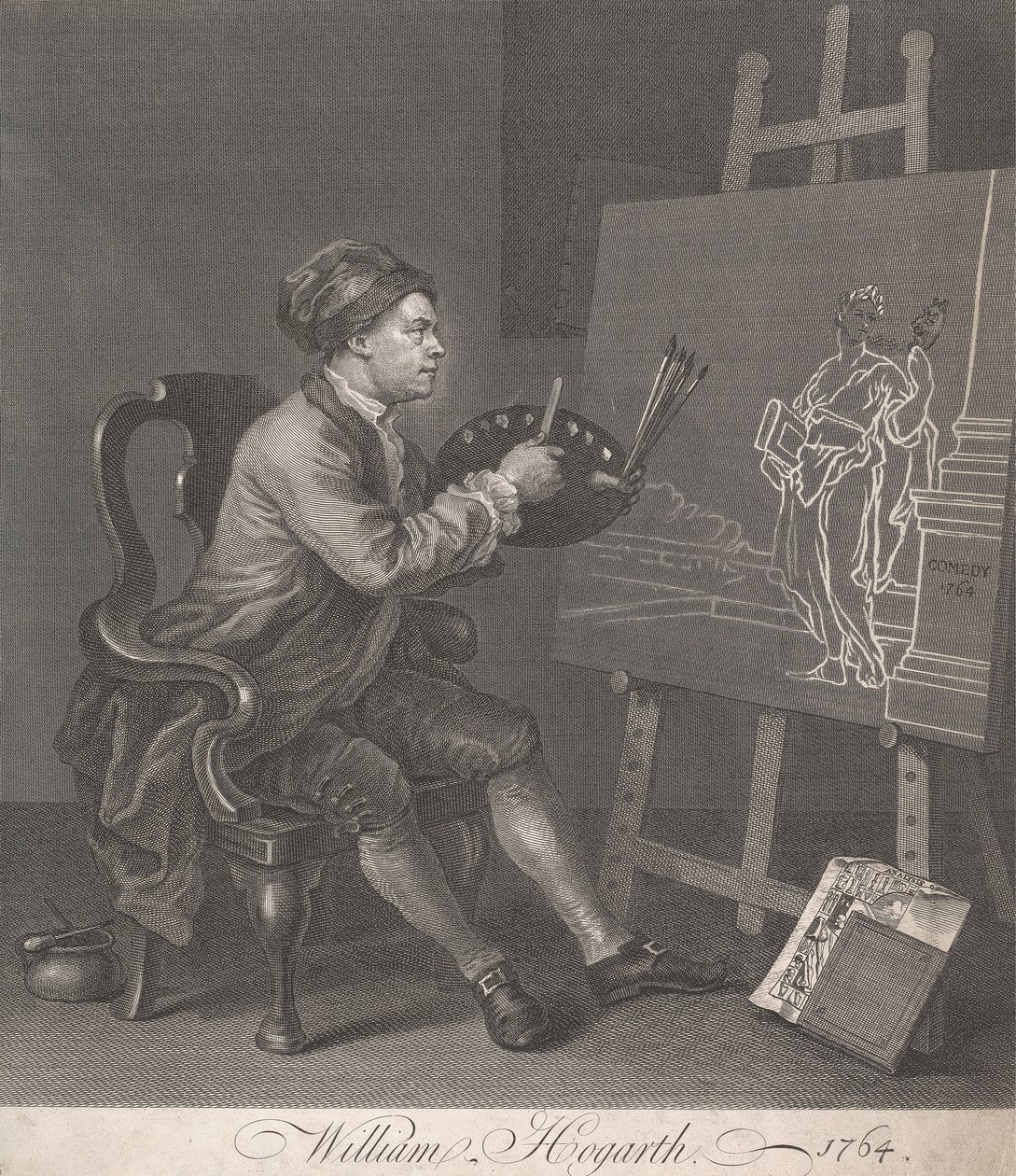 Hogarth malující Komickou múzu od William Hogarth