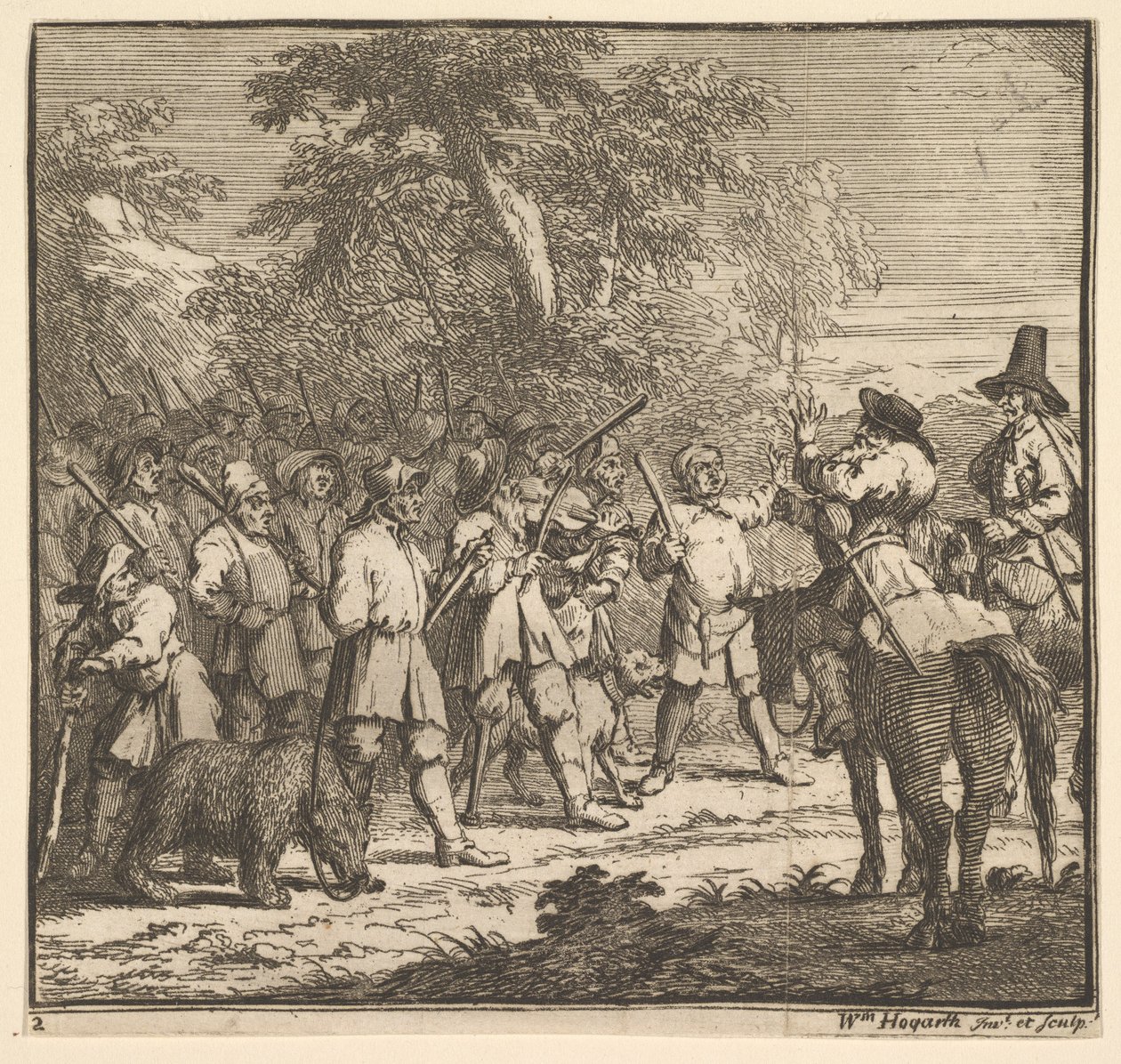 Hudibras First Adventure Sedmnáct malých ilustrací pro Samuela Butlerse Hudibras, n..., 1721-26. od William Hogarth