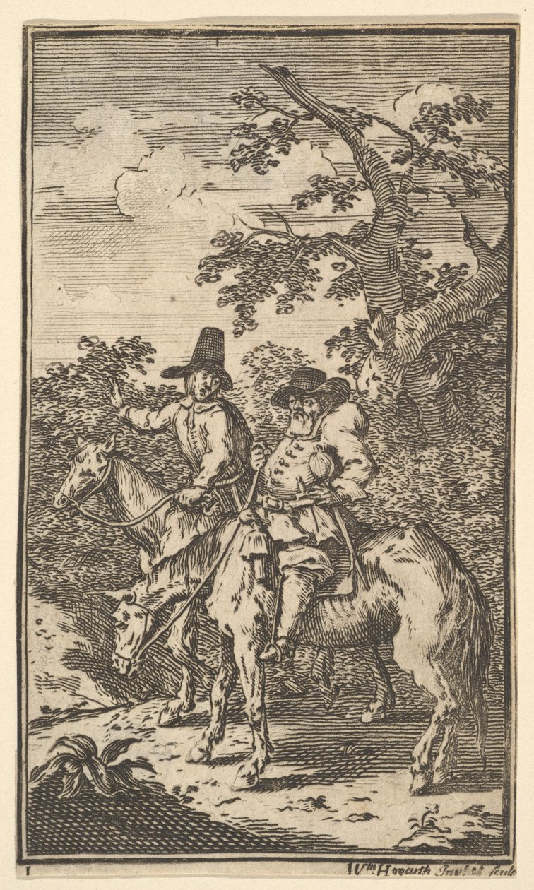 Hudibras Sallying Forth Sedmnáct malých ilustrací pro Samuela Butlerse Hudibras, č..., 1721-26. od William Hogarth