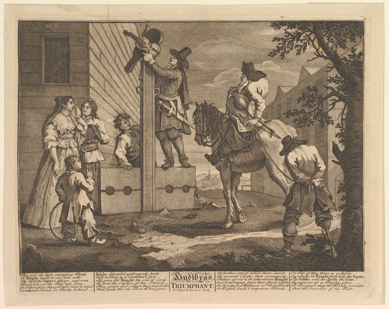 Hudibras triumfálních dvanáct velkých ilustrací pro Samuela Butlerse Hudibras, deska 4, 1725-68. od William Hogarth