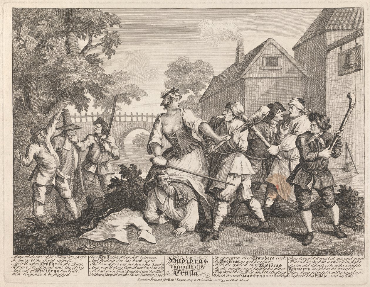 Hudibras poražen Trullou od William Hogarth