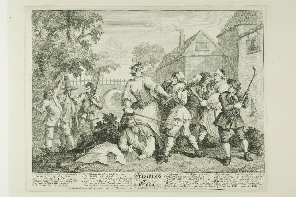 Hudibras poražen Trullou, pátá deska z knihy Hudibras od William Hogarth