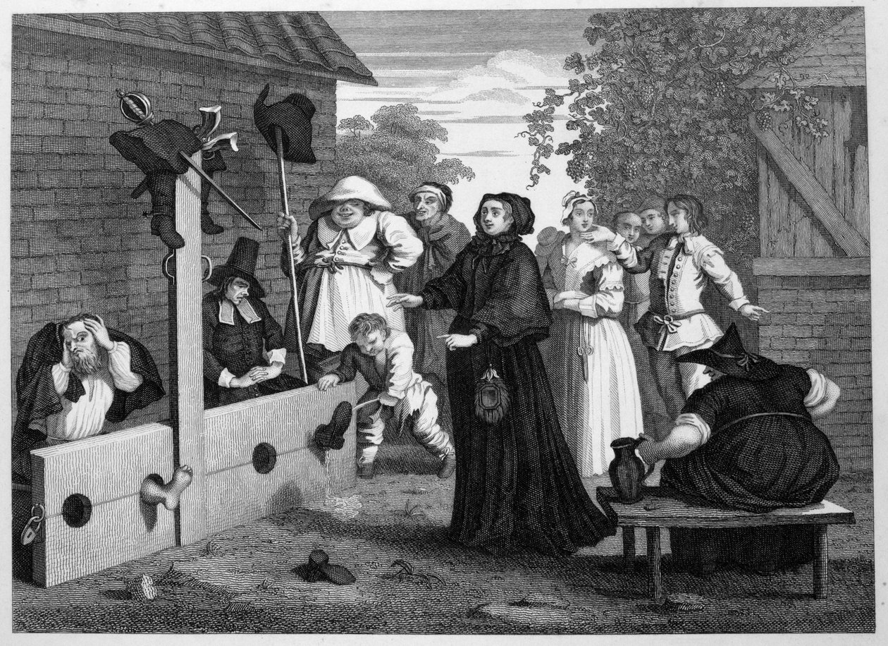 Hudibras a Ralpho v akciích od William Hogarth