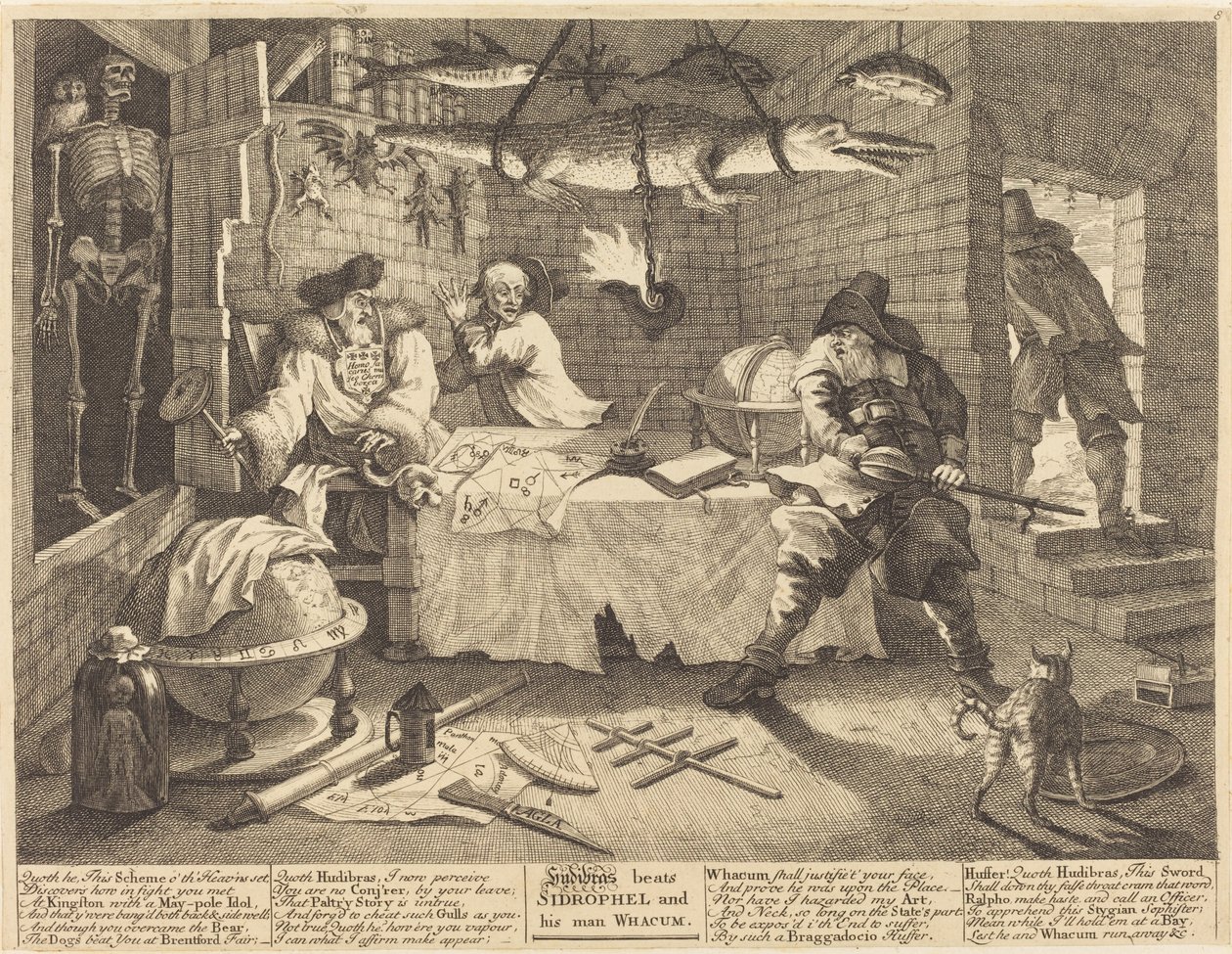 Hudibras porazí Sidrophela a jeho muže Whacuma od William Hogarth