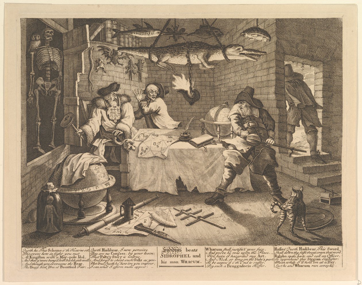 Hudibras porazí Sidrophela a jeho muže Whacuma od William Hogarth