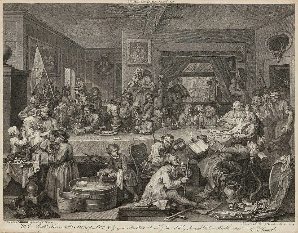 Humours of An Election (Sada čtyř) (rytiny) od William Hogarth