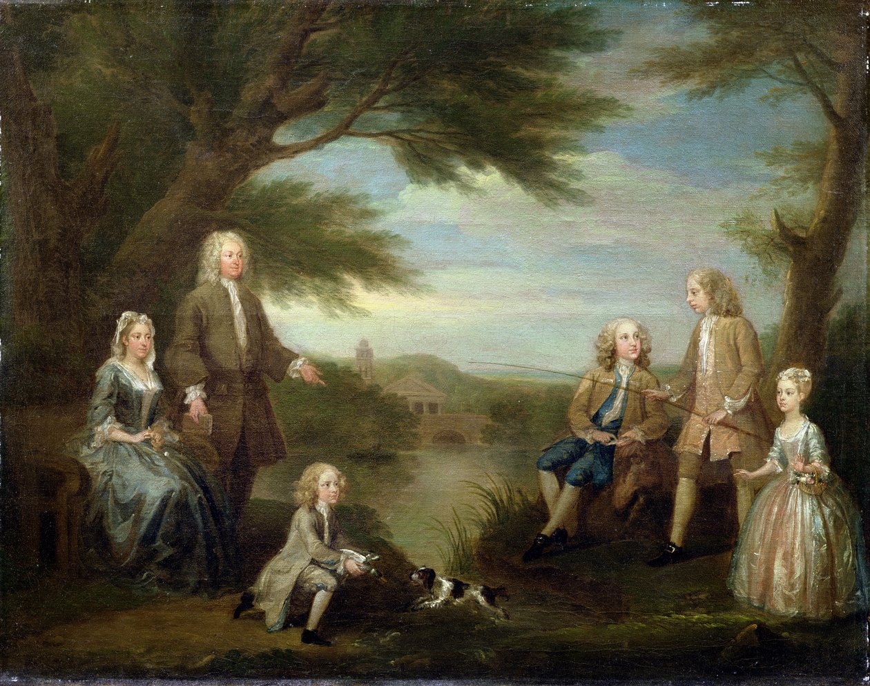 John a Elizabeth Jeffreys a jejich děti, 1730 od William Hogarth