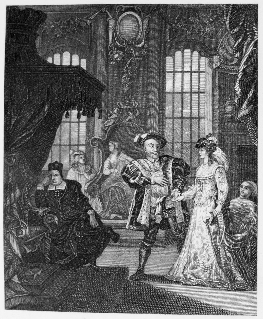 Král Jindřich V111 a Anna Boleynová od William Hogarth
