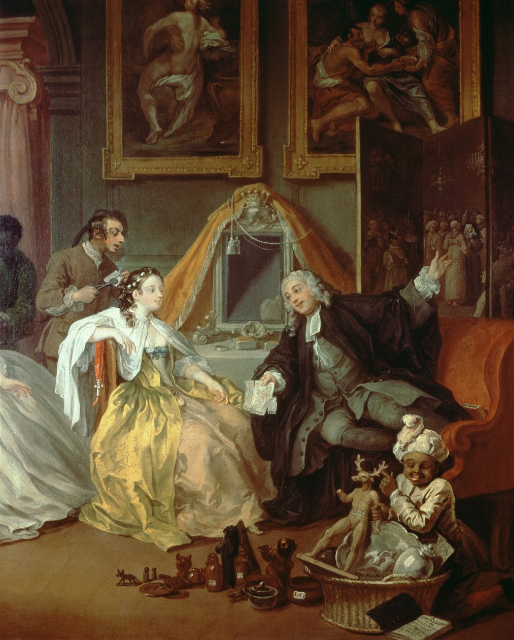 Marriage a la Mode: IV – The Toilette, c.1743 detail olej na plátně z roku 182092 od William Hogarth