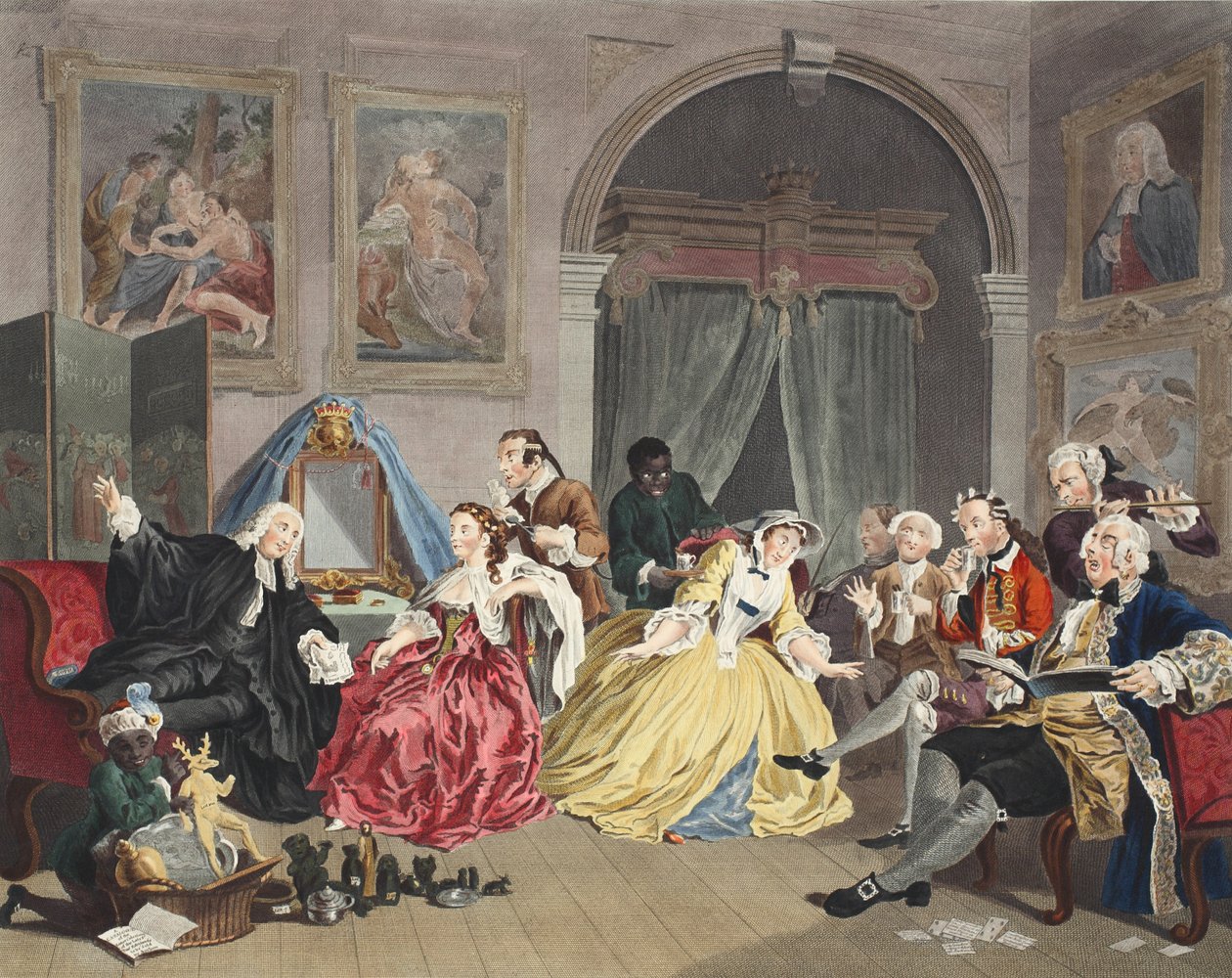 Marriage a la Mode, Plate IV, The Toilette, ilustrace z 