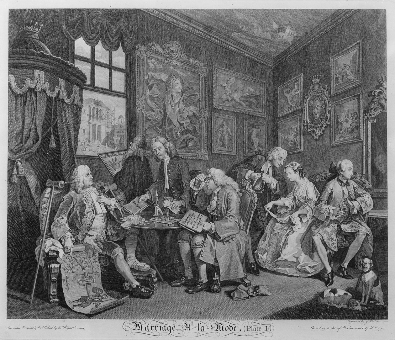 Marriage a la Mode, Plate I, The Marriage Settlement, 1745 od William Hogarth