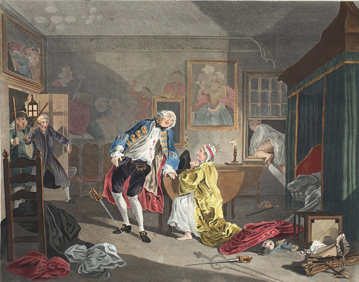 Marriage a la Mode, Plate V, The Bagnio, ilustrace z 