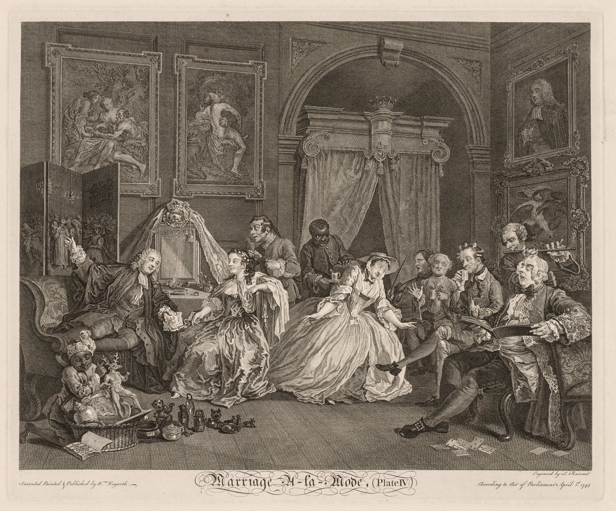 Módní manželství: scéna na záchodě od William Hogarth