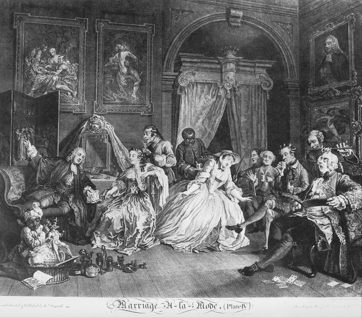Manželství à la Mode, talíř 4, (Hraběnka Levee) od William Hogarth