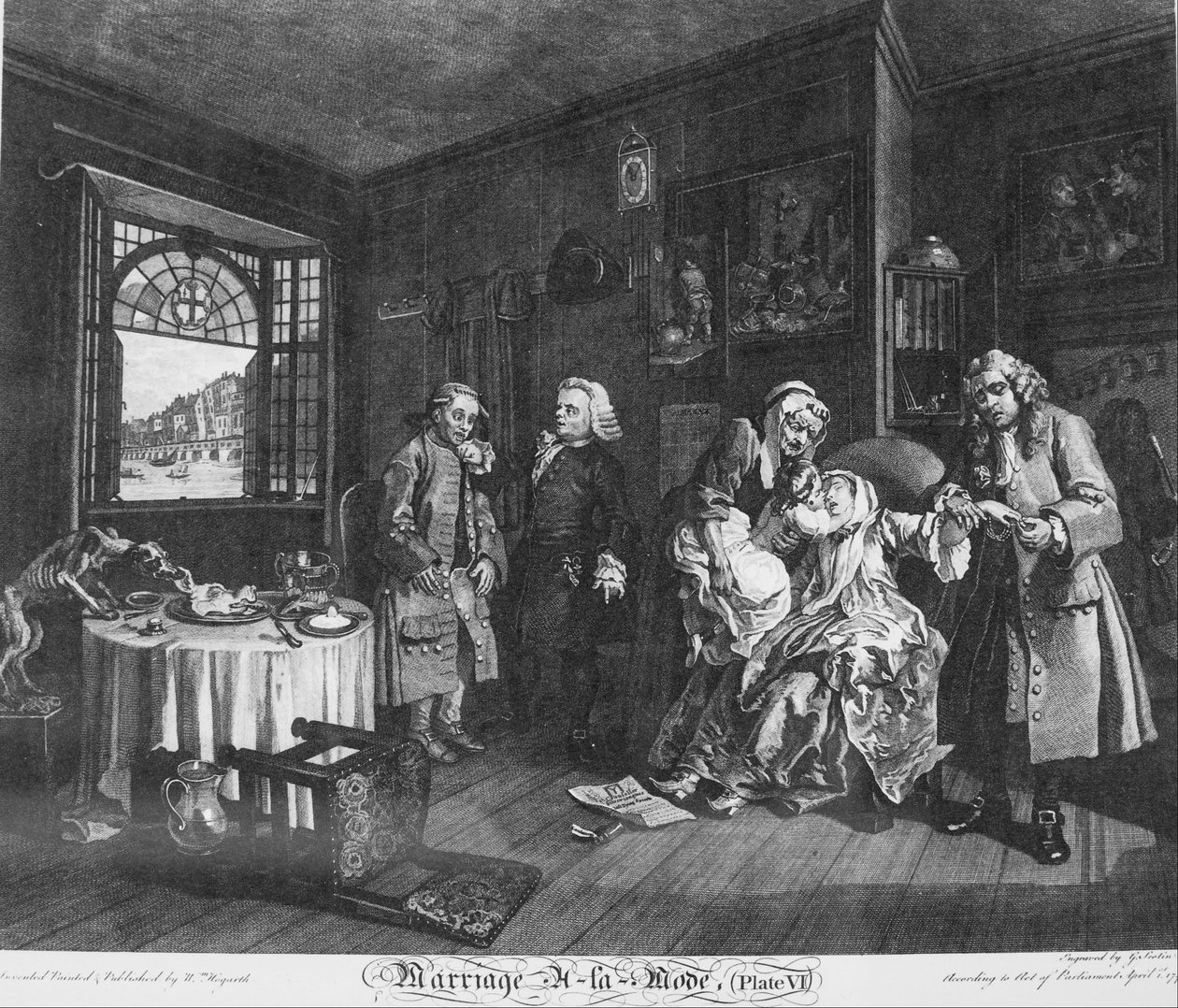 Manželství à la Mode, talíř 6, (Smrt hraběnky) od William Hogarth