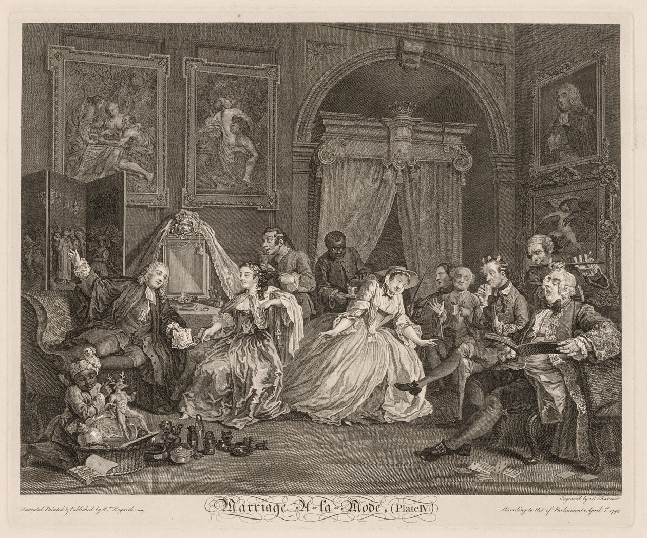 Módní manželství: scéna na záchodě od William Hogarth