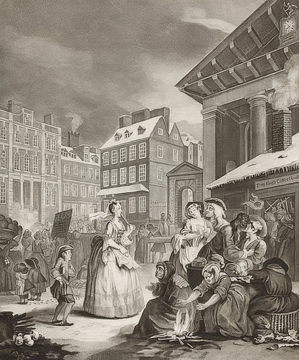 Ráno. From: The Four Times of the Day / The four times of the day. 1738 od William Hogarth