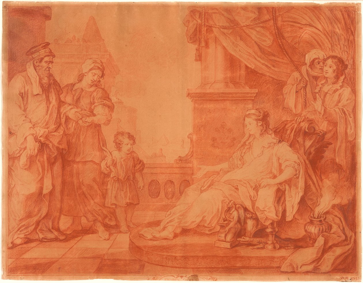 Mojžíš přiveden faraonově dceři od William Hogarth