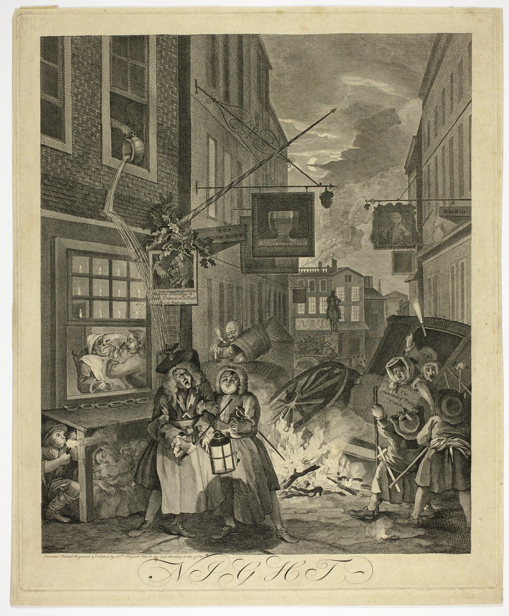 Noc, čtvrtá deska ze Čtyři denní doby od William Hogarth