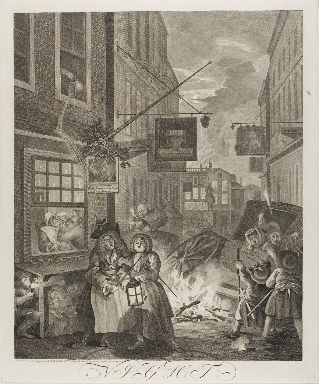 Noc, čtvrtá deska ze Čtyři doby dne od William Hogarth