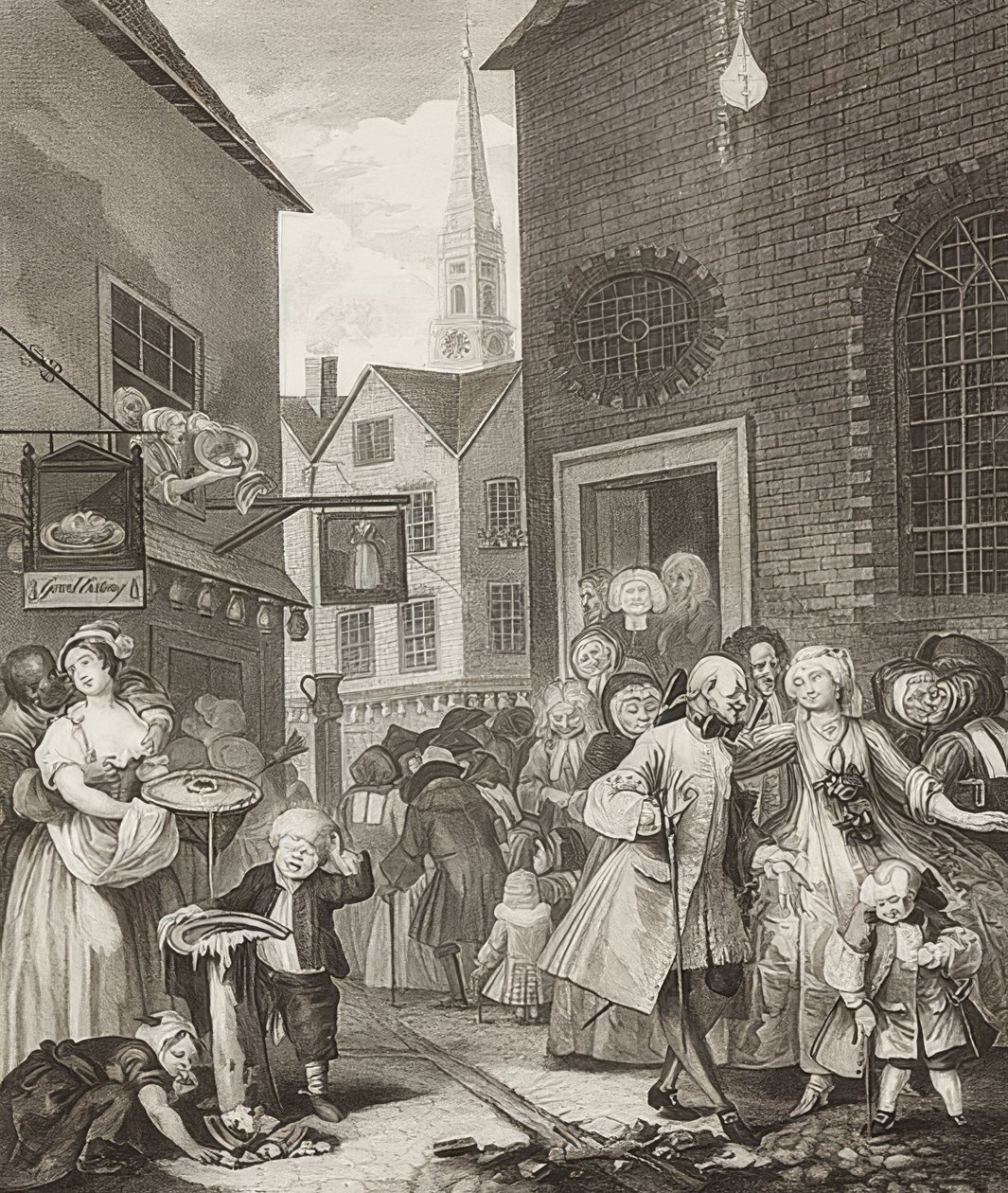 poledne / poledne. From: The Four Times of the Day / The four times of the day. 1738 od William Hogarth