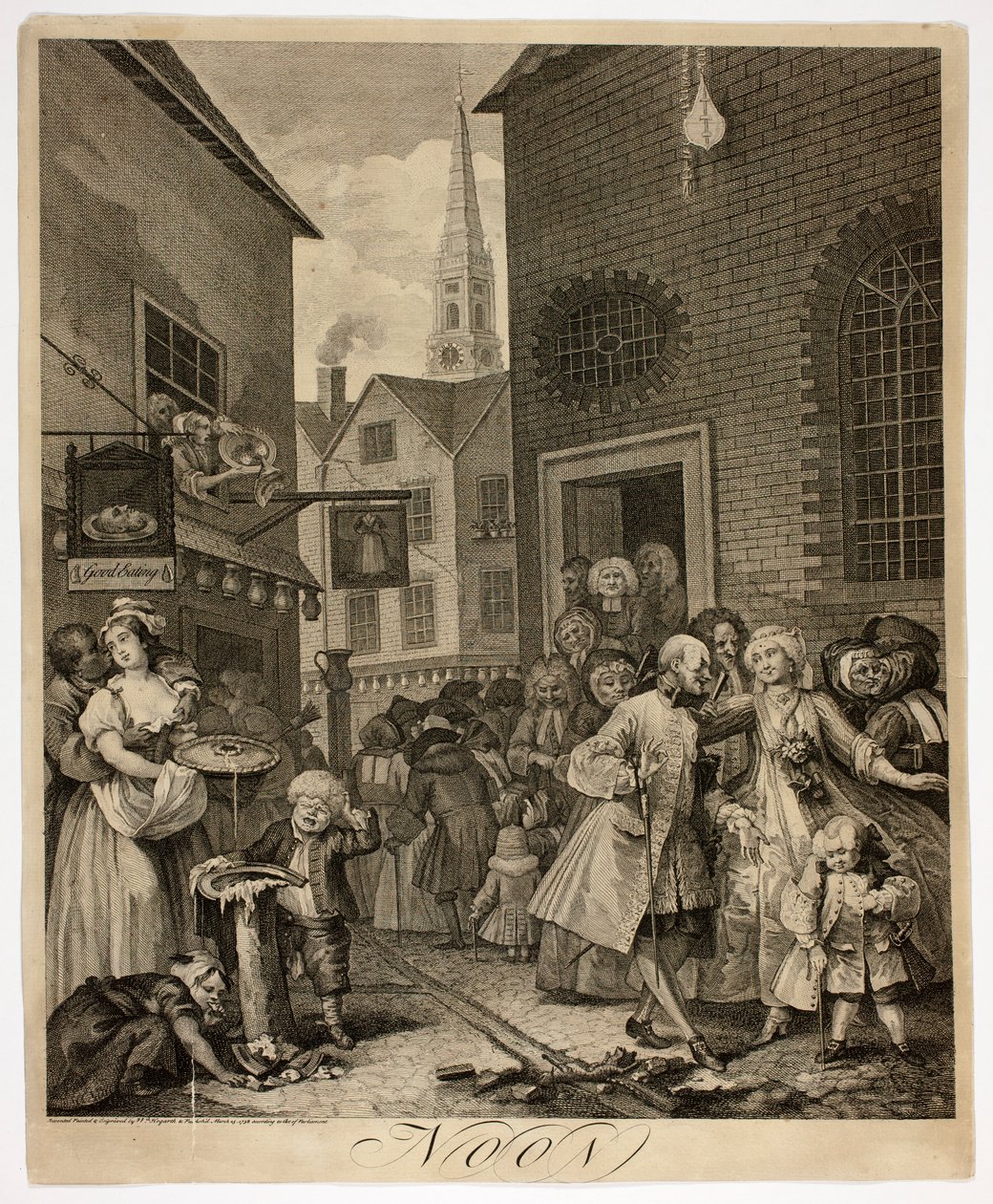 Poledne, druhý talíř z The Four Times of Day od William Hogarth