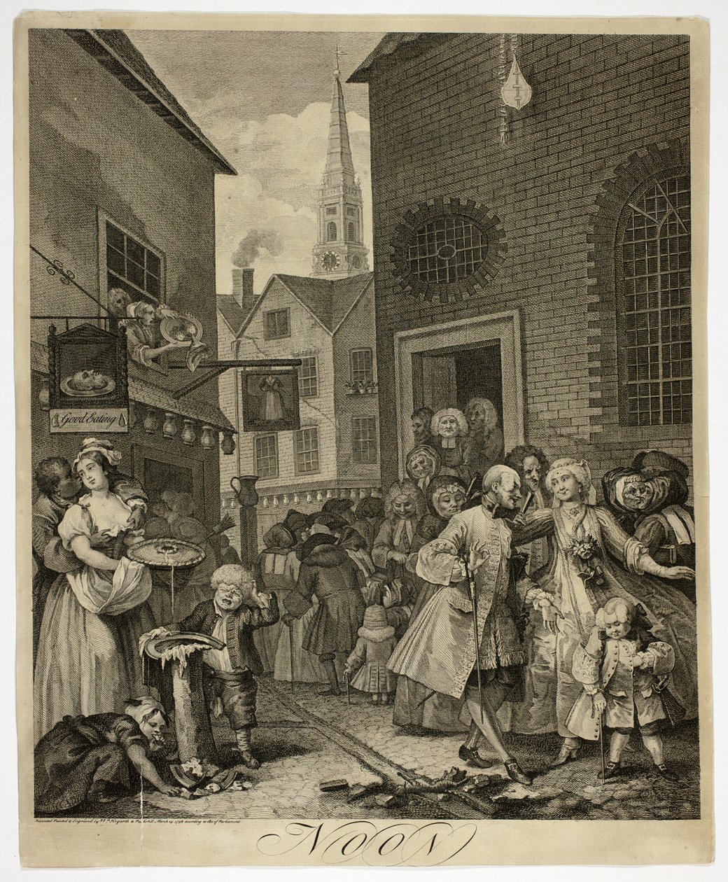 Poledne, druhý talíř z The Four Times of Day od William Hogarth