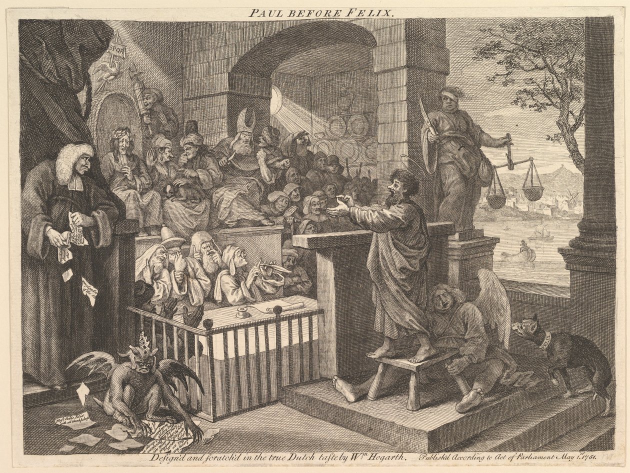 Paul před Felixem – parodie od William Hogarth