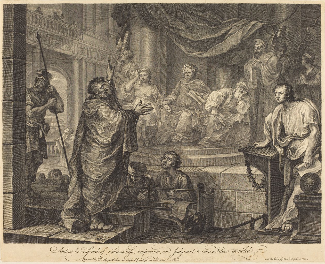 Pavel před Felixem od William Hogarth