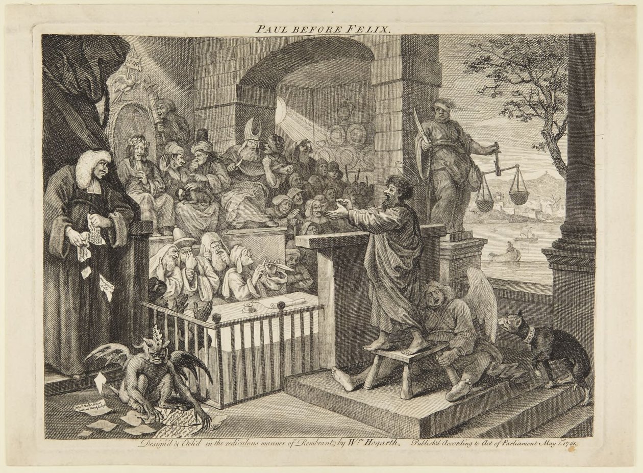 Pavel před Felixem od William Hogarth