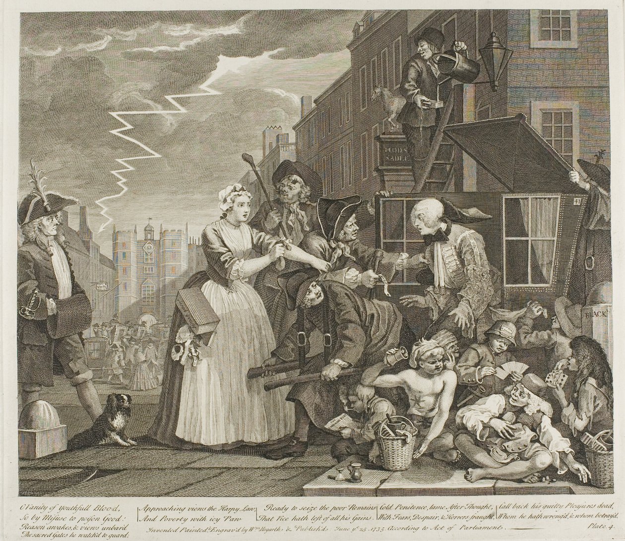 Čtvrtý talíř z knihy Pokrok hráběte od William Hogarth