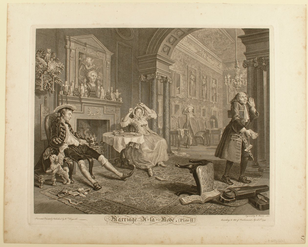 Tabulka II z díla „Marriage à la Mode“ od William Hogarth