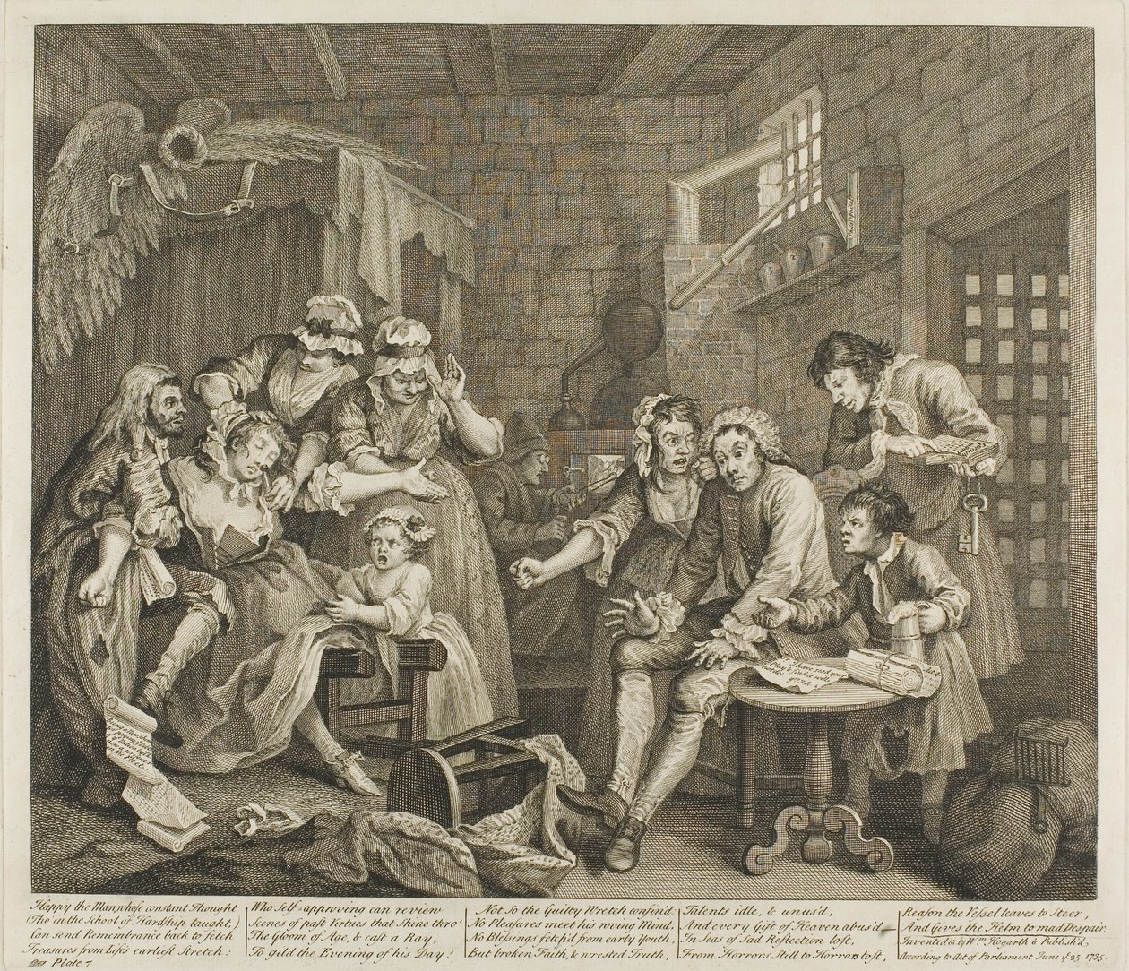 Sedmý talíř z knihy Pokrok hráběte od William Hogarth
