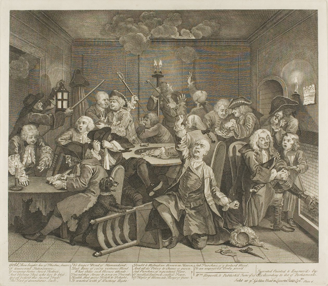 Šestý talíř z knihy Pokrok hráběte od William Hogarth